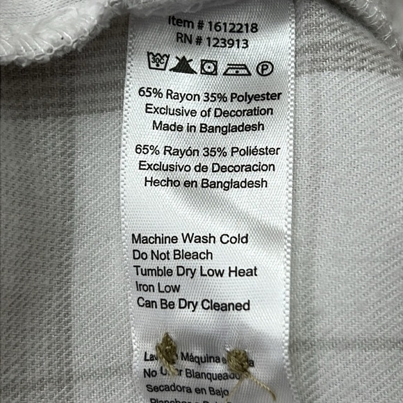 Jachs Girlfriend Women's L White & Taupe Plaid Soft Flannel Shirt Side Pockets - Picture 9 of 11